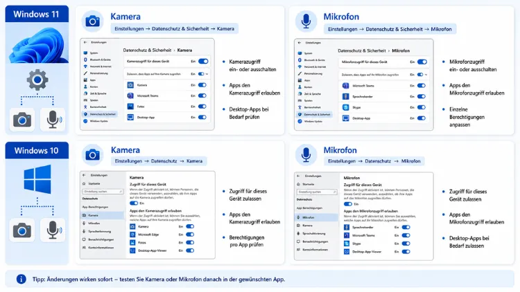 Windows 11/10: Datenschutzeinstellungen für Kamera und Mikrofon anpassen