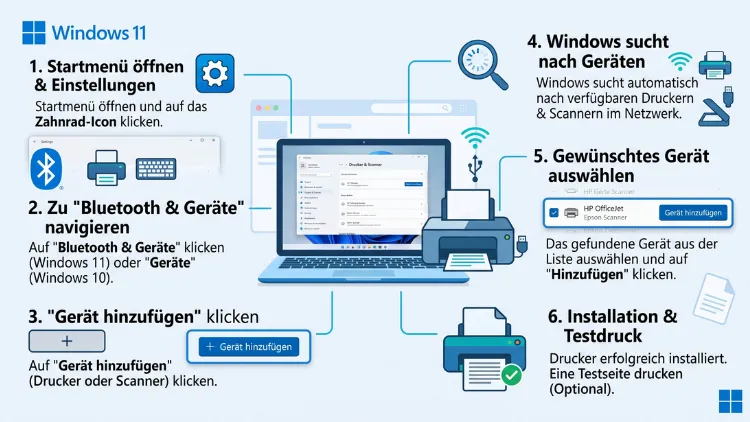 Windows 11/10: Drucker und Scanner hinzufügen – so geht’s
