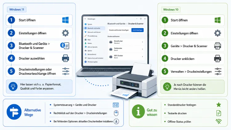 Druckereinstellungen in Windows 11/10 finden – Anleitung