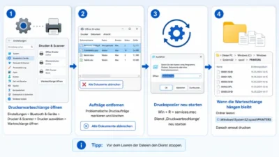 Windows 11/10: Druckerwarteschlange löschen, neu starten – Anleitung