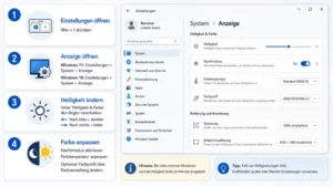 Helligkeit und Farbe der Anzeige in Windows 11 und 10 ändern