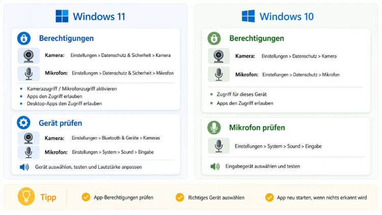 Windows 11/10: Kamera- und Mikrofon-Einstellungen – so geht’s