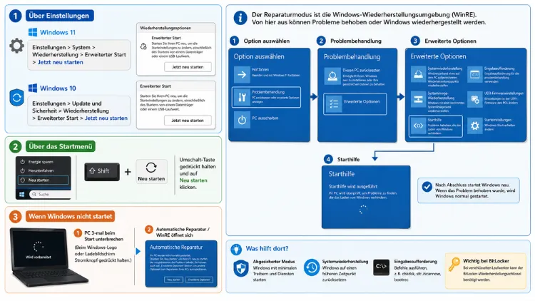 Windows 11/10: Reparaturmodus starten – so geht’s