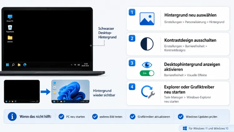Schwarzen Desktop-Hintergrund beheben: So geht’s in Windows 11/10