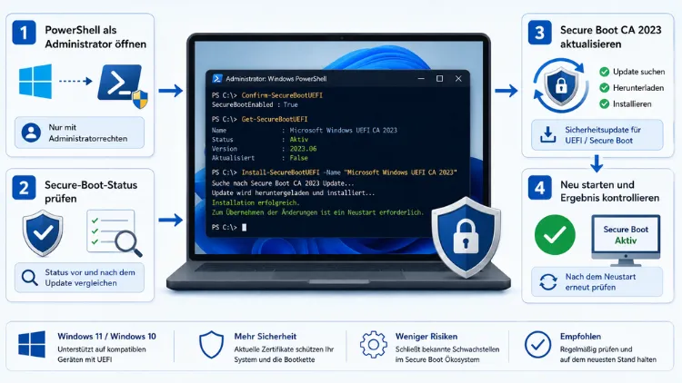 Windows 11/10: Secure Boot CA 2023 mit PowerShell aktualisieren