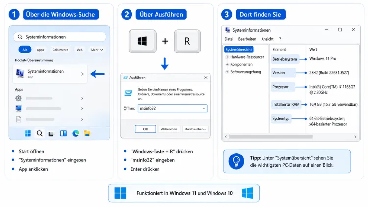 Windows 11/10: Systeminformationen öffnen und anzeigen – so geht’s