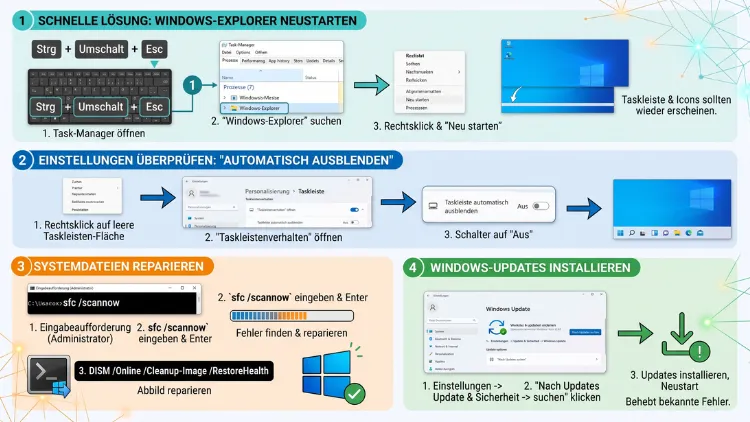 Windows 11/10: Taskleiste und Icons verschwunden – Lösung