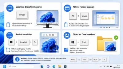 Windows 11/10: Tastenkombination für Screenshot – Anleitung