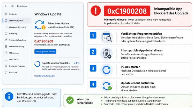 Update-Fehler 0xC1900208 in Windows 11/10 – Lösung