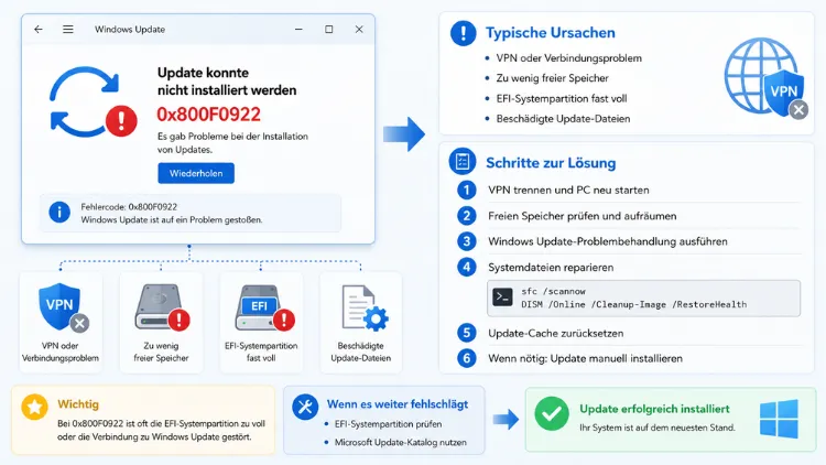 Updatefehler 0x800F0922 beheben in Windows 11/10 – Anleitung