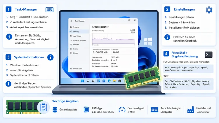 Windows 11/10: Welchen RAM habe ich? Arbeitsspeicher auslesen