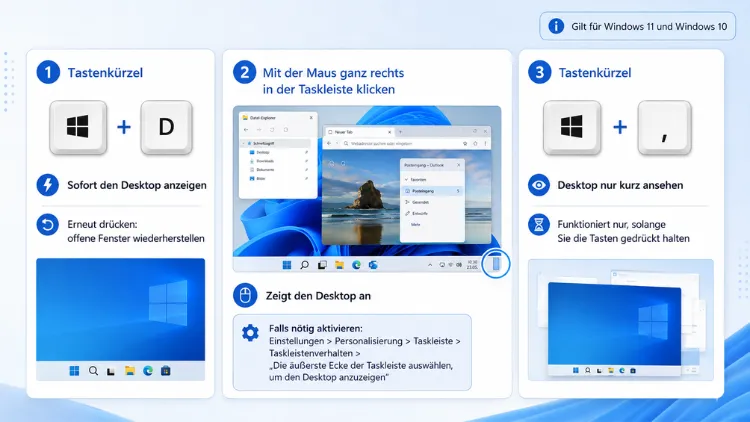 Windows 11/10: Zum Desktop wechseln – so geht’s einfach