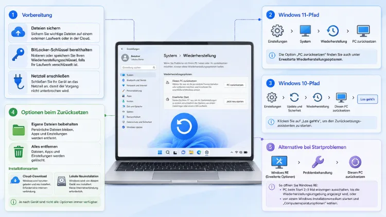 Zurücksetzen des PCs für einen Neustart von Windows 11/10