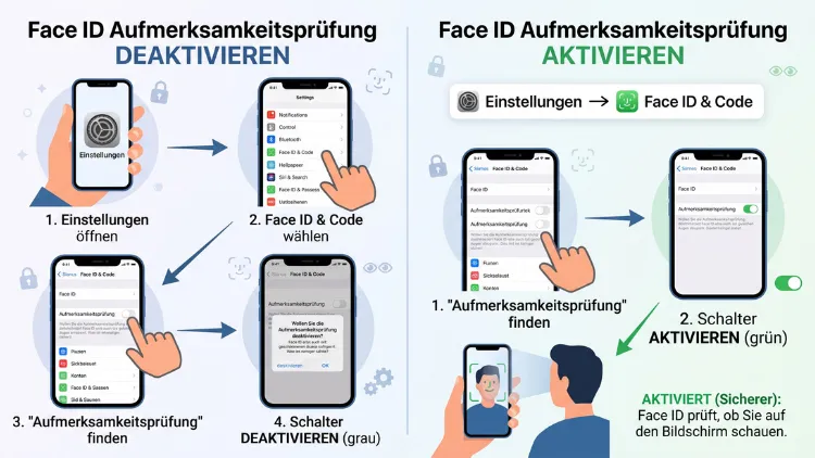 Apple: Face ID Aufmerksamkeitsprüfung (de)aktivieren – so geht’s