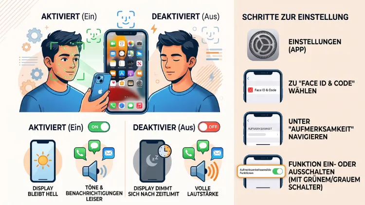 Apple: Face ID Aufmerksamkeitssensible Funktionen (de)aktivieren