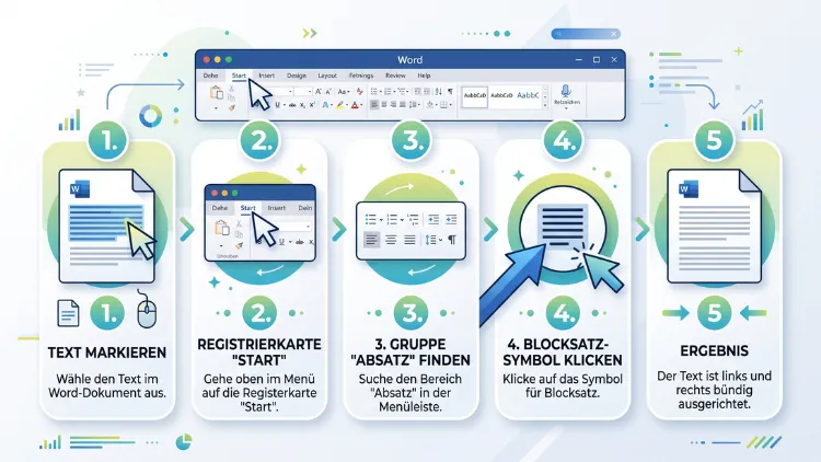 Blocksatz in Word einstellen: So geht es einfach