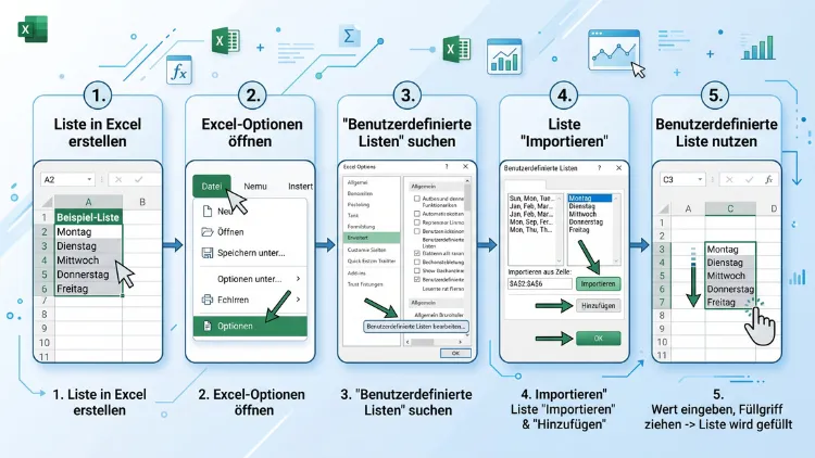 Excel: Benutzerdefinierte Listen anlegen und nutzen – so geht’s