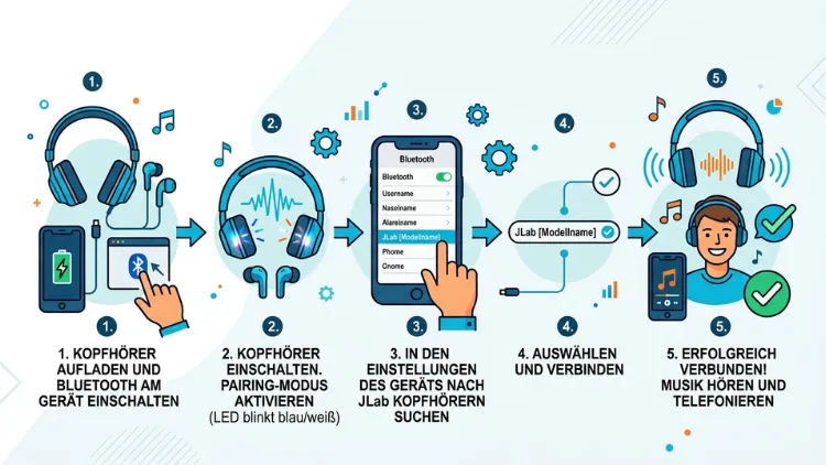JLab‑Kopfhörer verbinden und koppeln: So geht es einfach