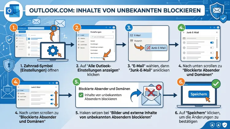 Outlook.com: Inhalte von Unbekannten blockieren – so geht’s