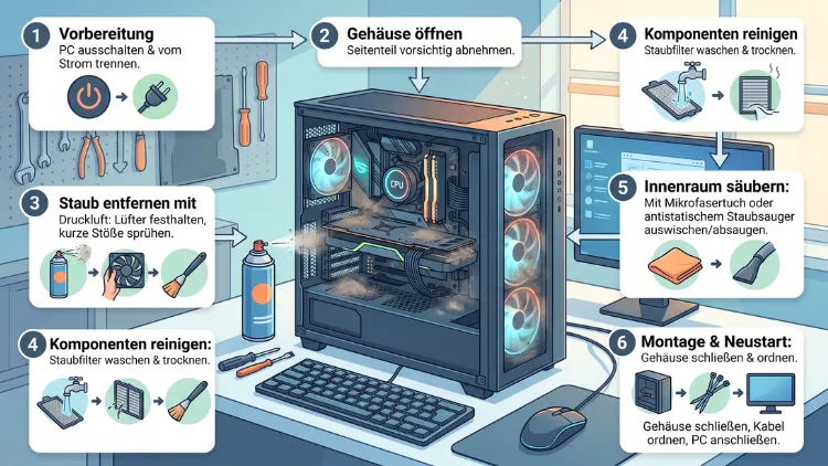 PC-Gehäuse reinigen: Staub sicher entfernen – so geht’s
