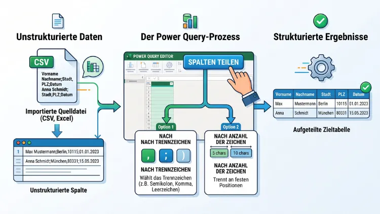 Power Query: Spalten beim Import automatisch trennen – so geht’s