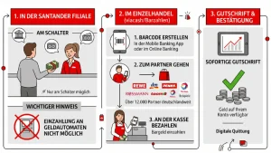 Santander Bank: Geld einzahlen – so geht’s