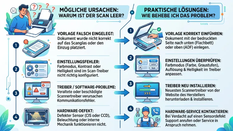 Scanner scannt nur leere Seiten? Ursachen & Lösungen erklärt