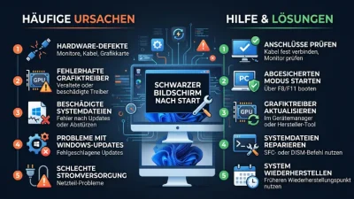 Schwarzer Bildschirm nach Windows-Start: Ursachen & Hilfe