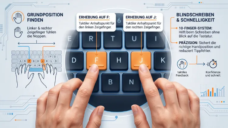 Tastatur: Erhebungen auf F und J – Bedeutung & Zweck