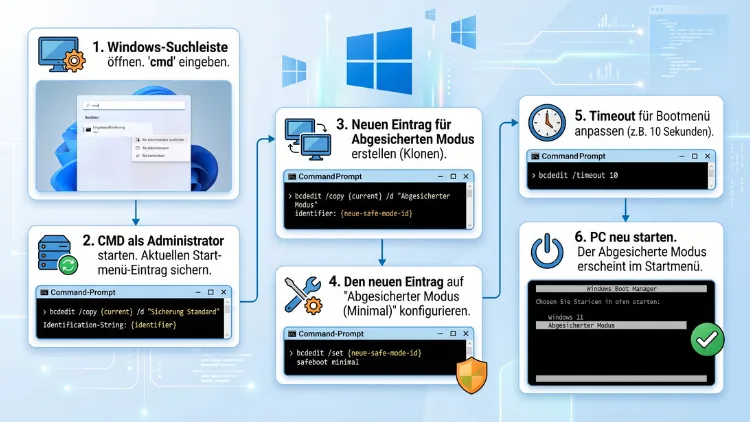 Windows 11/10: Abgesicherten Modus zum Startmenü hinzufügen