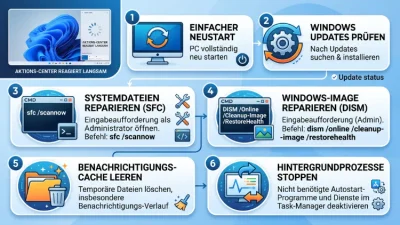 Windows 11/10: Aktionscenter reagiert langsam – Lösung