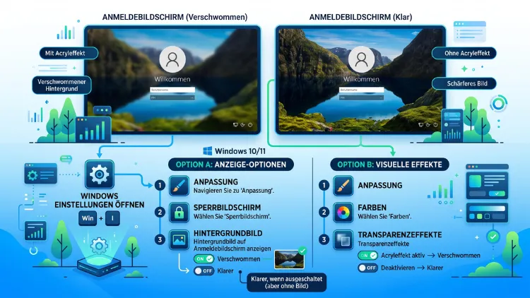 Windows 11/10: Anmeldebildschirm verschwommen/klar – so geht’s