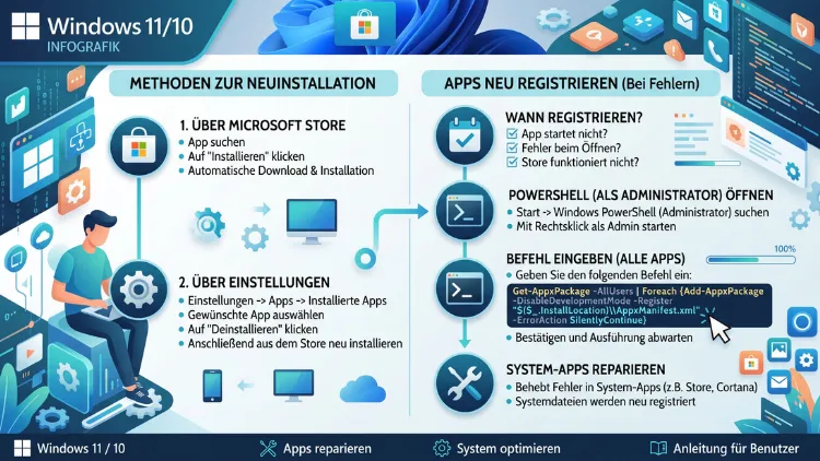 Windows 11/10: Apps neu installieren & registrieren – so geht’s