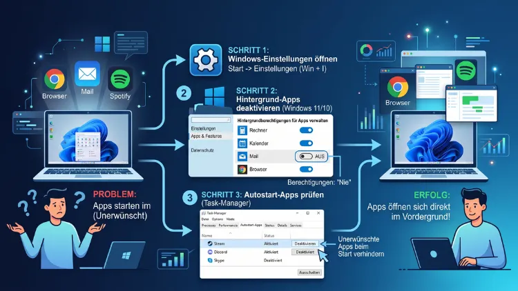 Windows 11/10: Apps öffnen sich im Hintergrund – Lösung