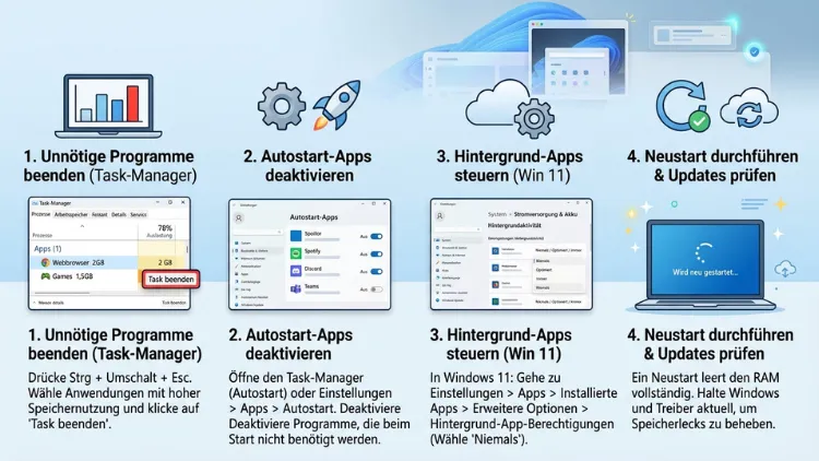 Windows 11/10: Arbeitsspeicher (RAM) freigeben – so geht’s