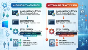 Windows 11/10: Automount für neue Festplatten (de)aktivieren