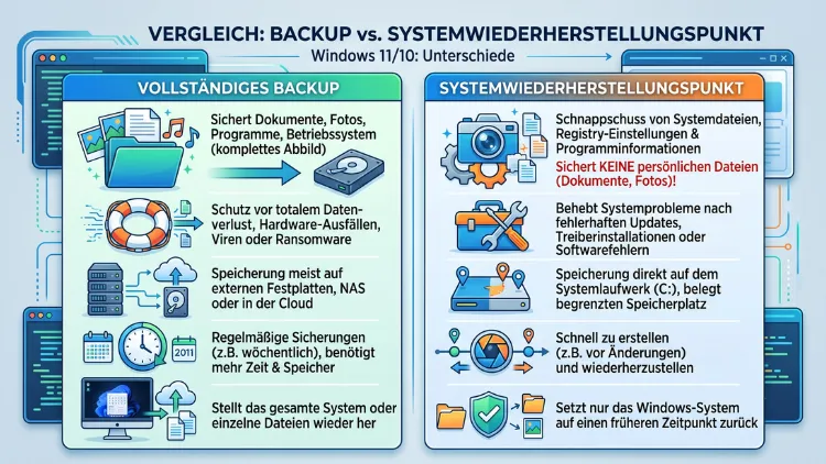 Windows 11/10: Backup vs. Point-in-Time Restore – Unterschiede