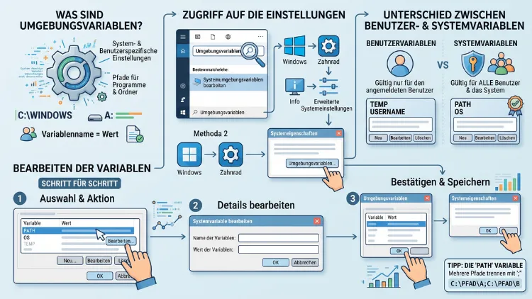 Windows 11/10: Benutzer- und Systemumgebungsvariablen bearbeiten
