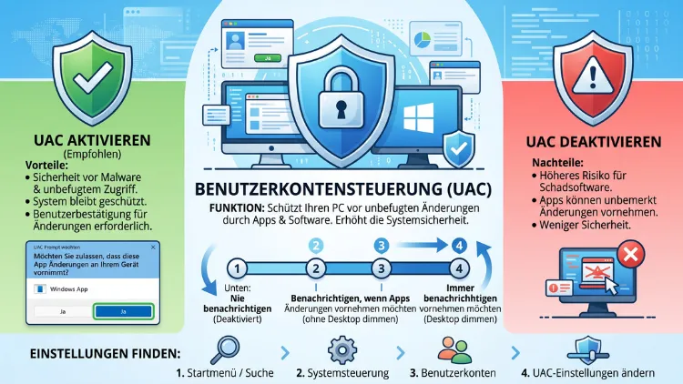 Windows 11/10: Benutzerkontensteuerung (UAC) aktivieren/deaktivieren
