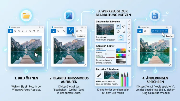 Windows 11/10: Bilder direkt in der Fotoanzeige bearbeiten