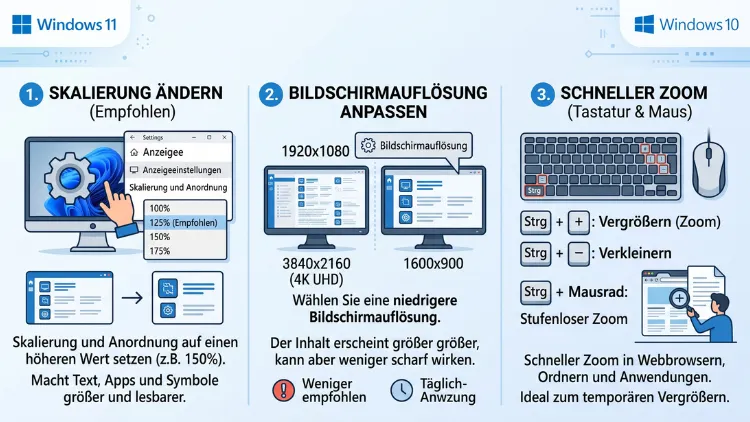 Windows 11/10: Bildschirm größer machen – so geht’s