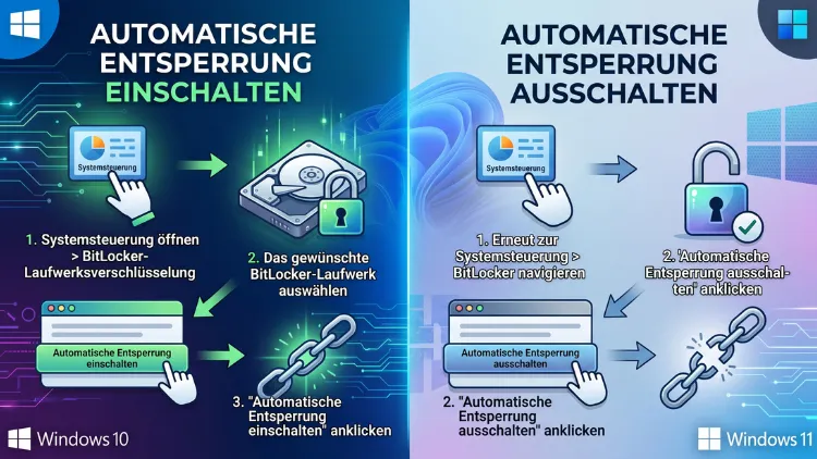 Windows 11/10: BitLocker-Laufwerk – Auto-Entsperrung ein/aus