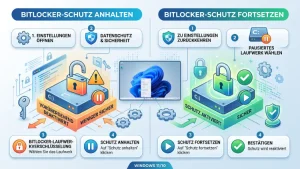 Windows 11/10: BitLocker-Schutz für Laufwerk anhalten/fortsetzen