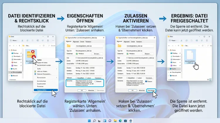 Windows 11/10: Blockierung heruntergeladener Dateien deaktivieren