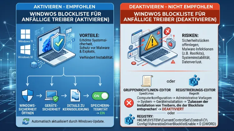 Windows 11/10: Blockliste für anfällige Treiber aktivieren/deaktivieren