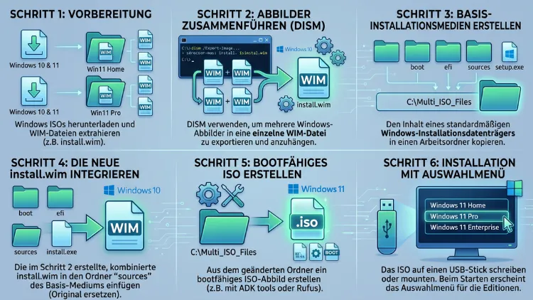 Windows 11/10: Bootbares ISO mit mehreren Images erstellen (DISM)