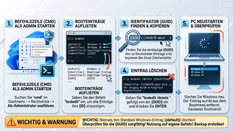 Windows 11/10: Bootloadereintrag im Bootmenü löschen – so geht’s