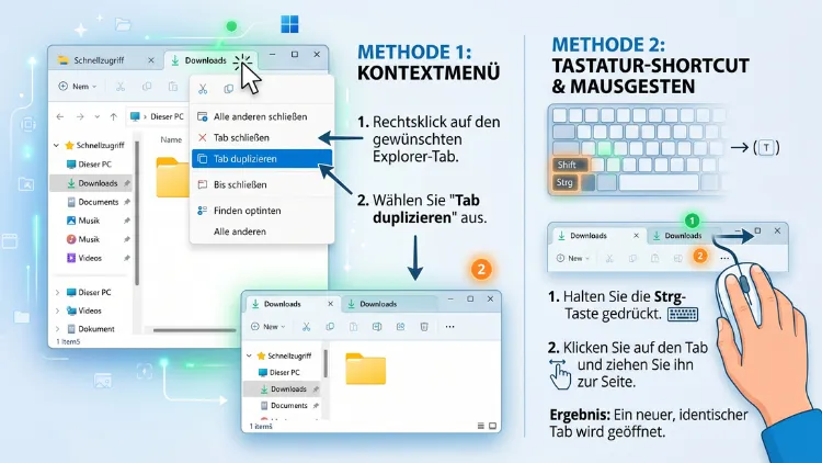 Windows 11/10: Datei-Explorer-Tab duplizieren – so geht’s