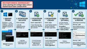 Windows 11/10: Datenträger & Partitionen mit DiskPart löschen