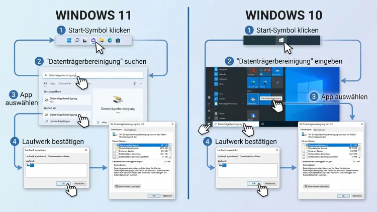 Windows 11/10: Datenträgerbereinigung öffnen – so geht’s